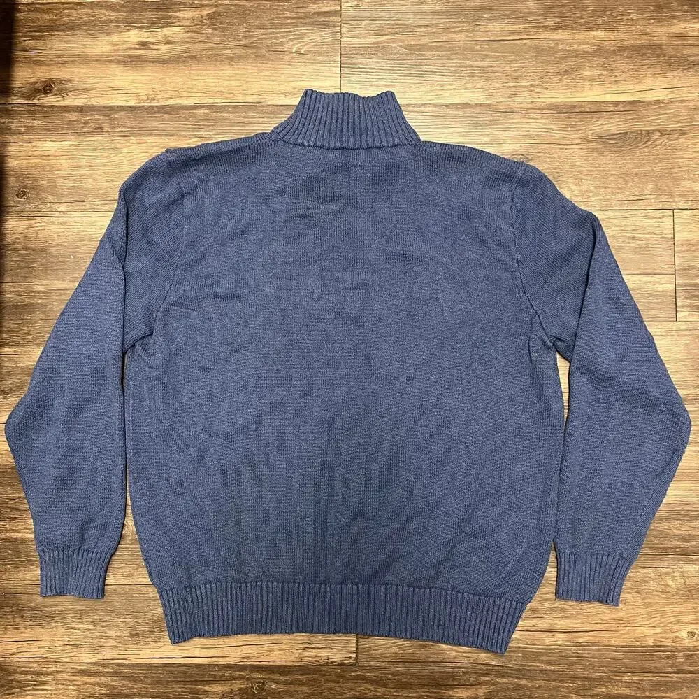 Polo Ralph Lauren Cotton Quarter Zip Sweater XXL Blue Pony Mock Neck Old Money - Picture 5 of 13